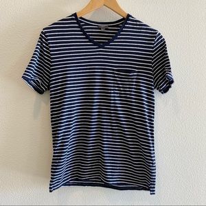 Vince V Neck Striped Short Sleeve Tee Size Small